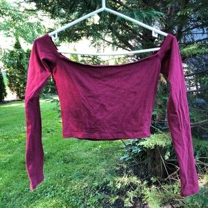 TOBI Red Slightly off the shoulder crop top from